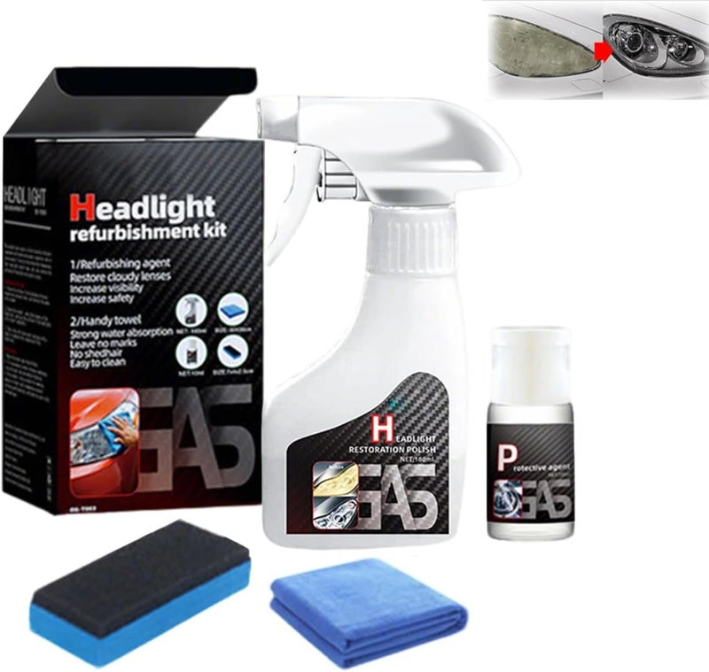 Grenben Automotive Headlamp Restoration Fluid Oxidized,Headlight Restoration Kit,Efficient Headlight Cleaner for Cloudy Headlights,Multifunctional Headlights Repair Kit for All Vehicle Types - Image 1